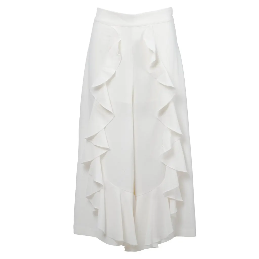 Unsigned Alice Mccall White Ruffle Pants - '10s White Good - Front View