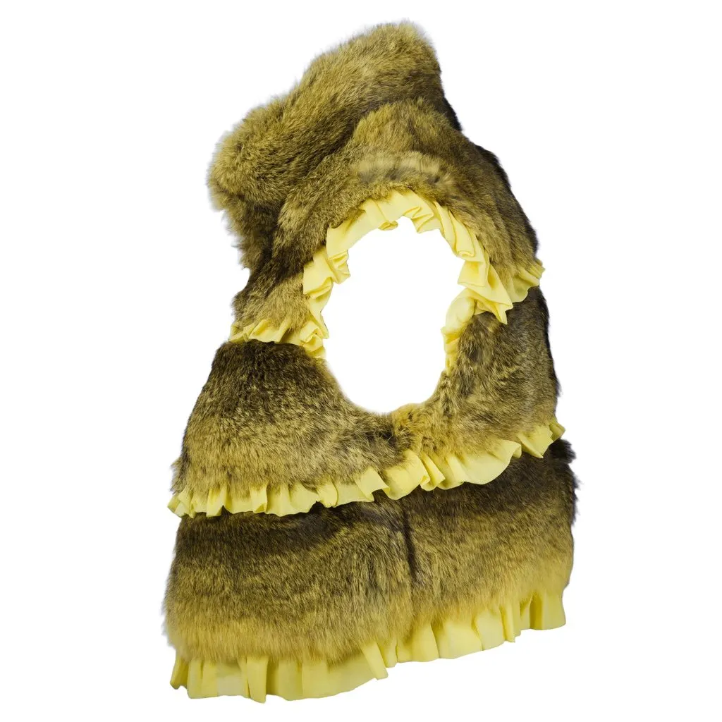 Unsigned Short Faux Fur Vest - '10s Yellow Good - Back View