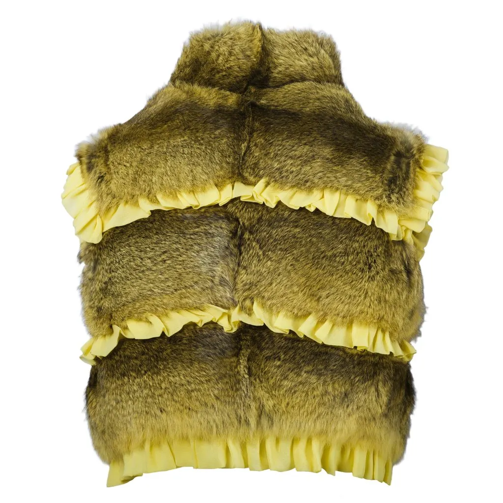 Unsigned Short Faux Fur Vest - '10s Yellow Good - Inside View