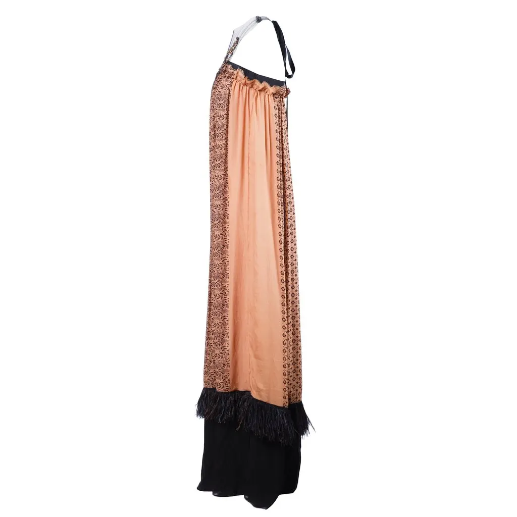 Lanvin Strapless Printed Silk Dress with Jewel Detail- '00s Black Silk Good - Inside View
