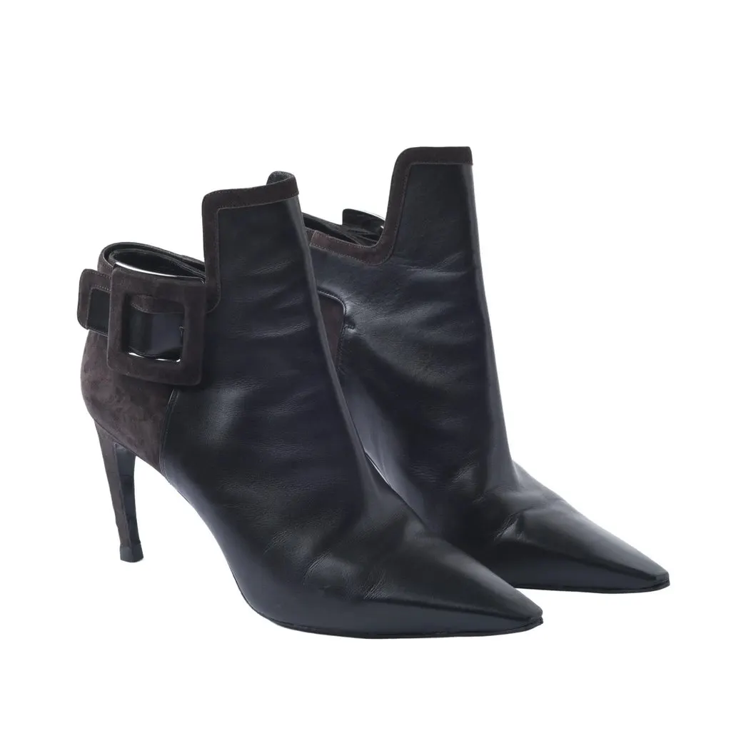 Roger Vivier Black Suede Heels - '10s Black Suede Good - Back View