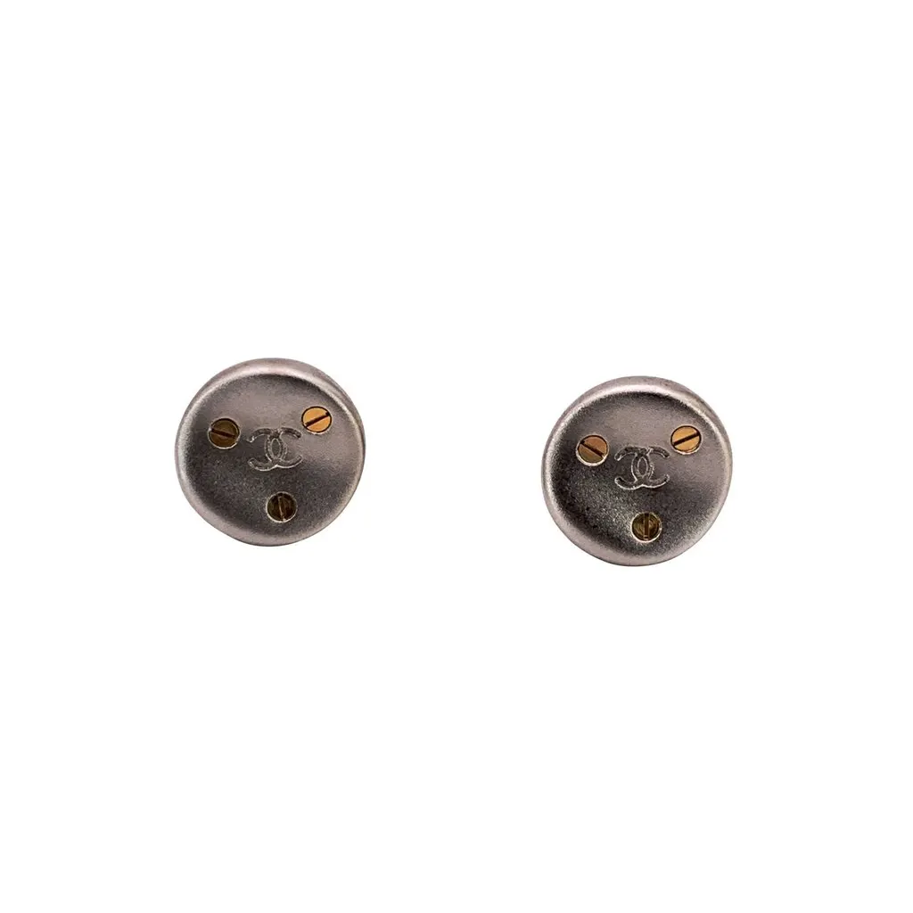 Chanel Earrings Silver Good - Front View