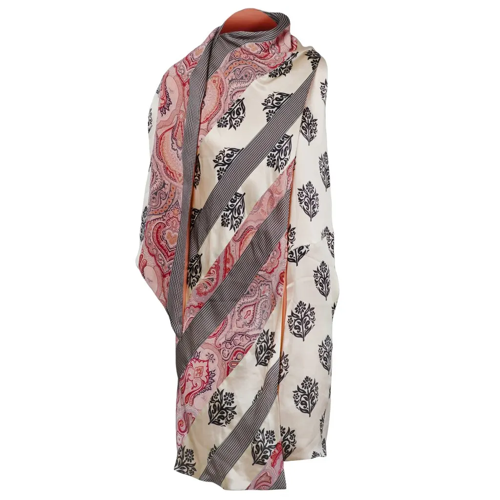 Céline Multicolor Silk Print Dress - '10s White Silk Good - Front View
