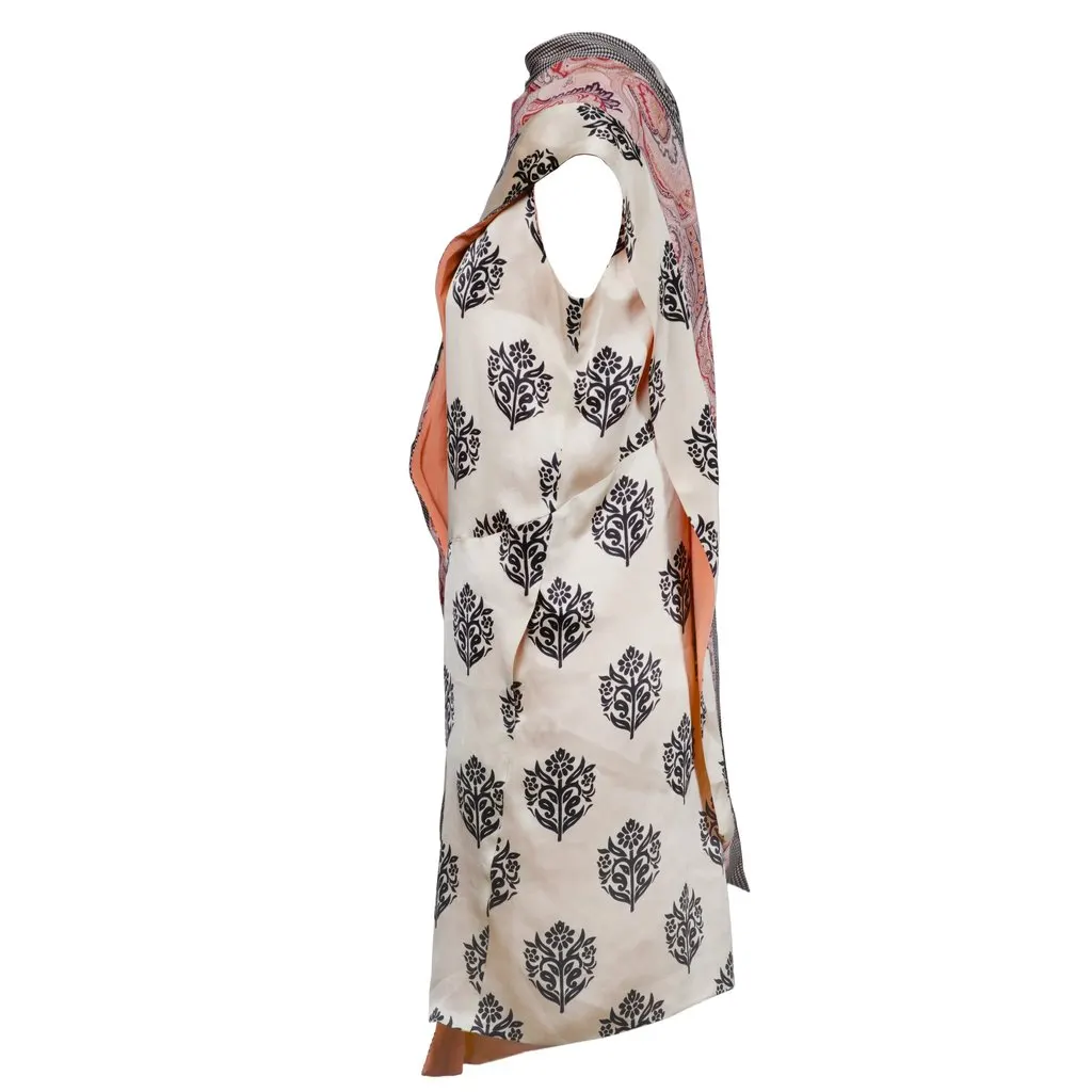 Céline Multicolor Silk Print Dress - '10s White Silk Good - Back View