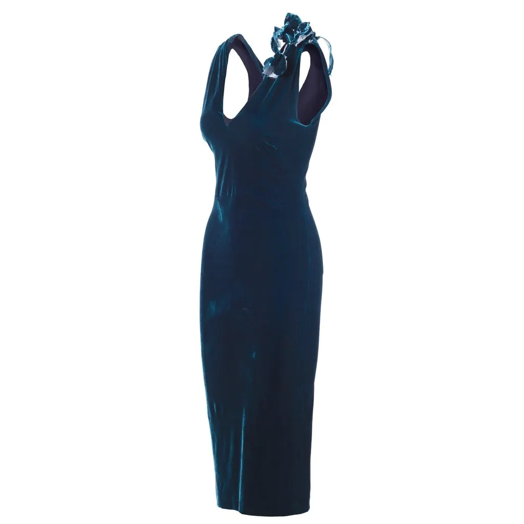 Jean Paul Gaultier Velvet Sheath Dress - '00s MultiColor Velvet Good - Inside View