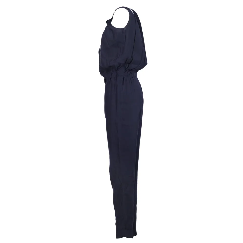 Moschino Blue Jumpsuit - '10s Blue Silk Good - Back View
