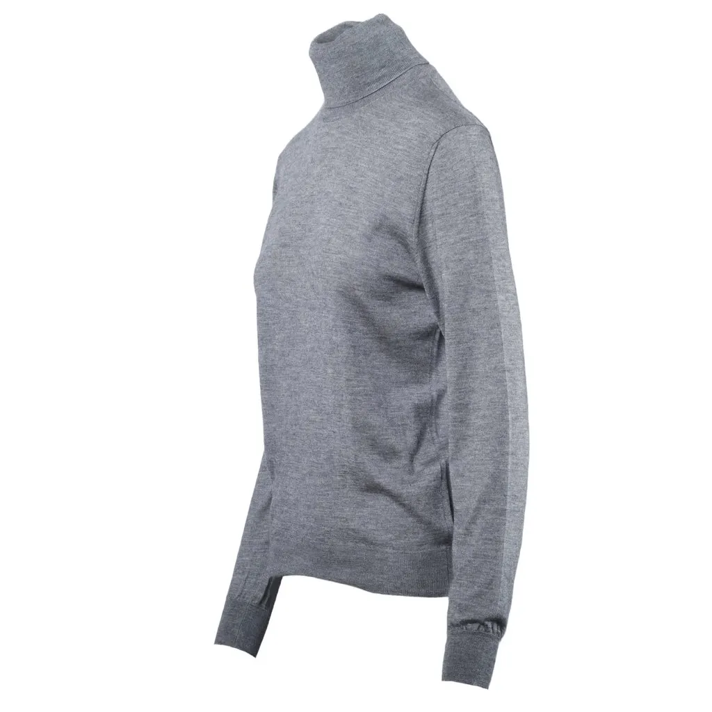 Jil Sander Grey Wool Turtleneck Sweater - '10s Grey Wool Good - Back View