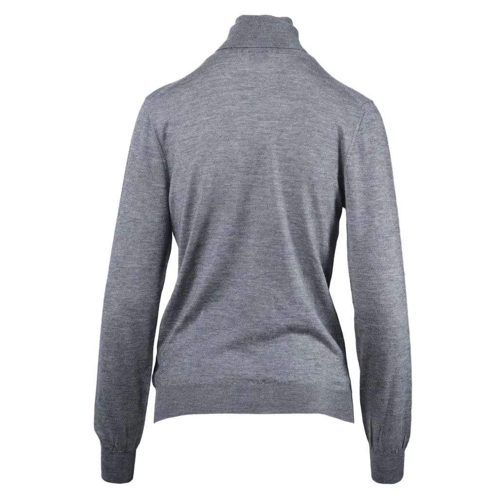 Jil Sander Grey Wool Turtleneck Sweater - '10s Grey Wool Good - Inside View