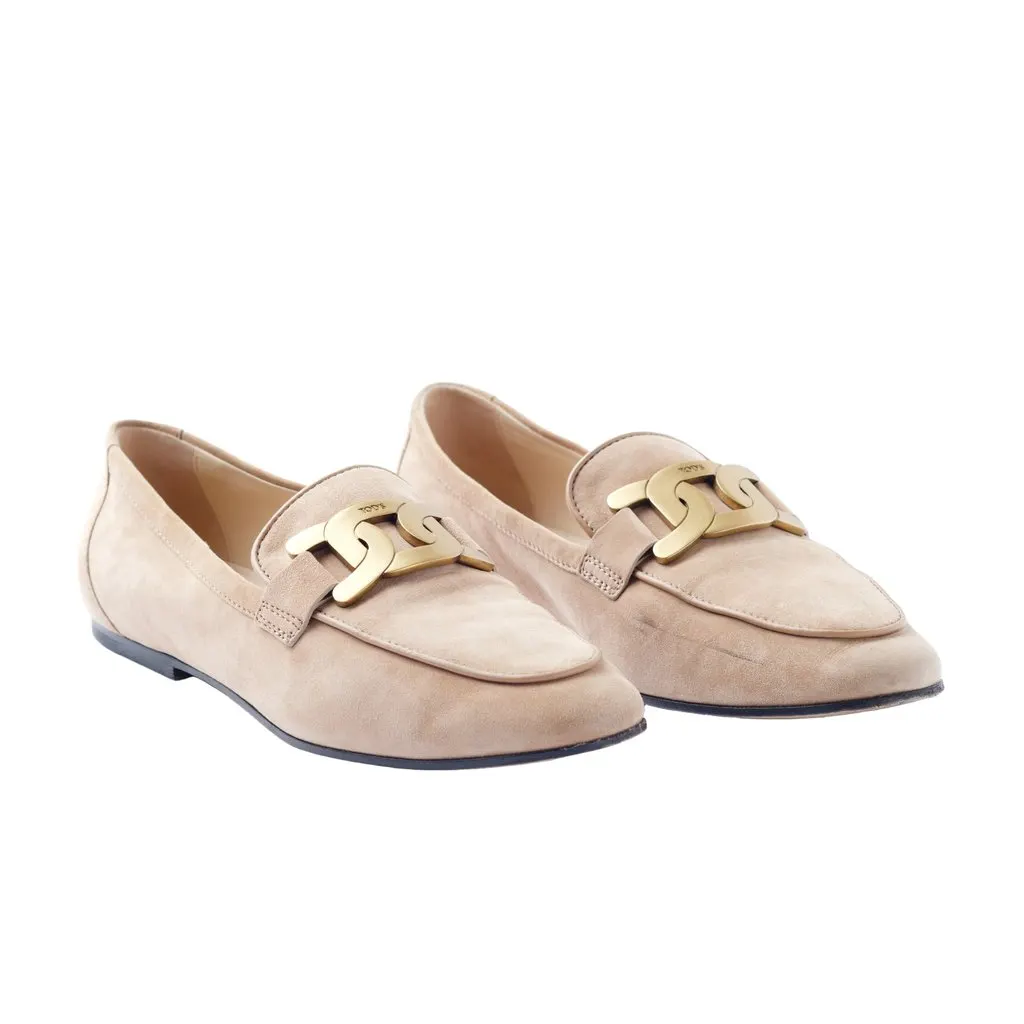 Tod’s Natural Suede Moccasins - '10s Pink Suede Good - Back View