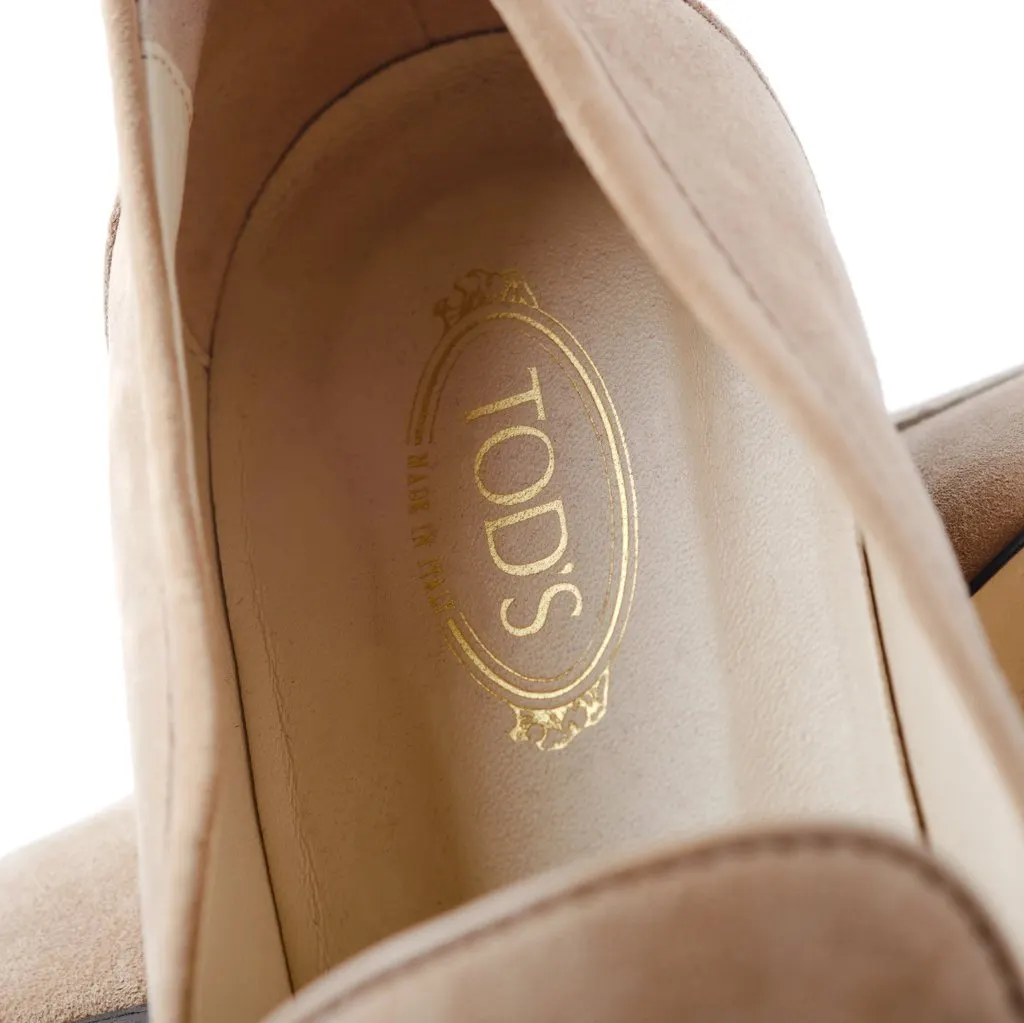 Tod’s Natural Suede Moccasins - '10s Pink Suede Good - Box View