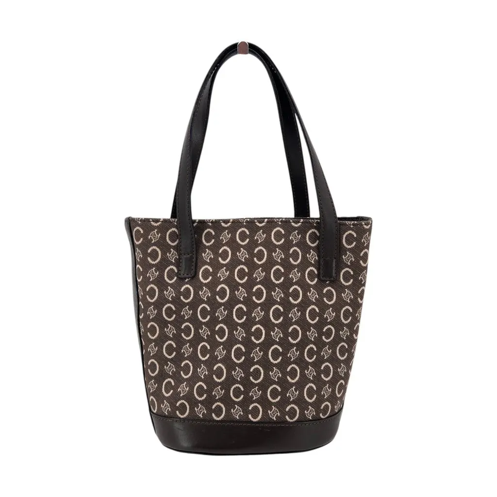 Celine Handbag Vintage C Macadam Brown Canvas Good - Front View