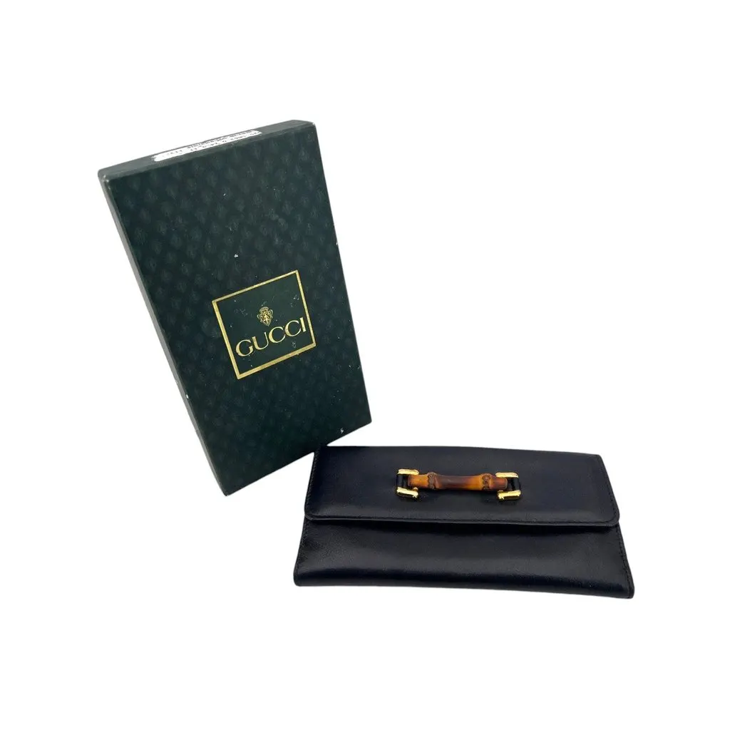 Gucci Wallet Black Leather Good - Back View