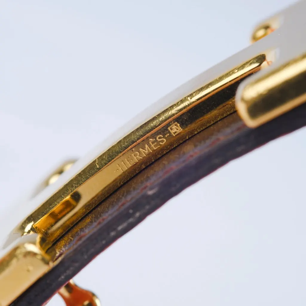 Hermès Orange/Chocolat Togo and Box Leather H Buckle Reversible Belt -'00s Orange Leather Good - Box View