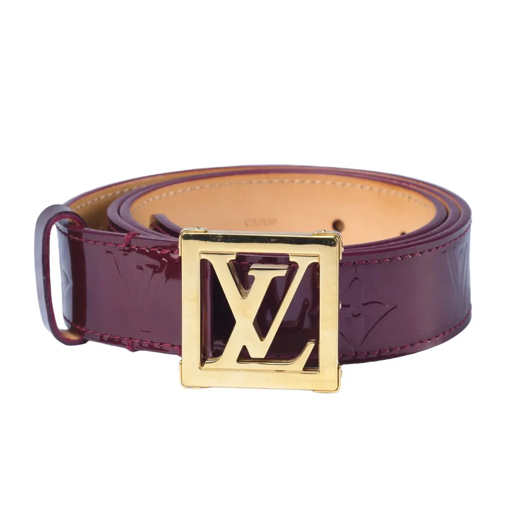 Louis Vuitton Amarante Monogram Vernis LV Frame Belt-'10s Brown Leather Good - Front View
