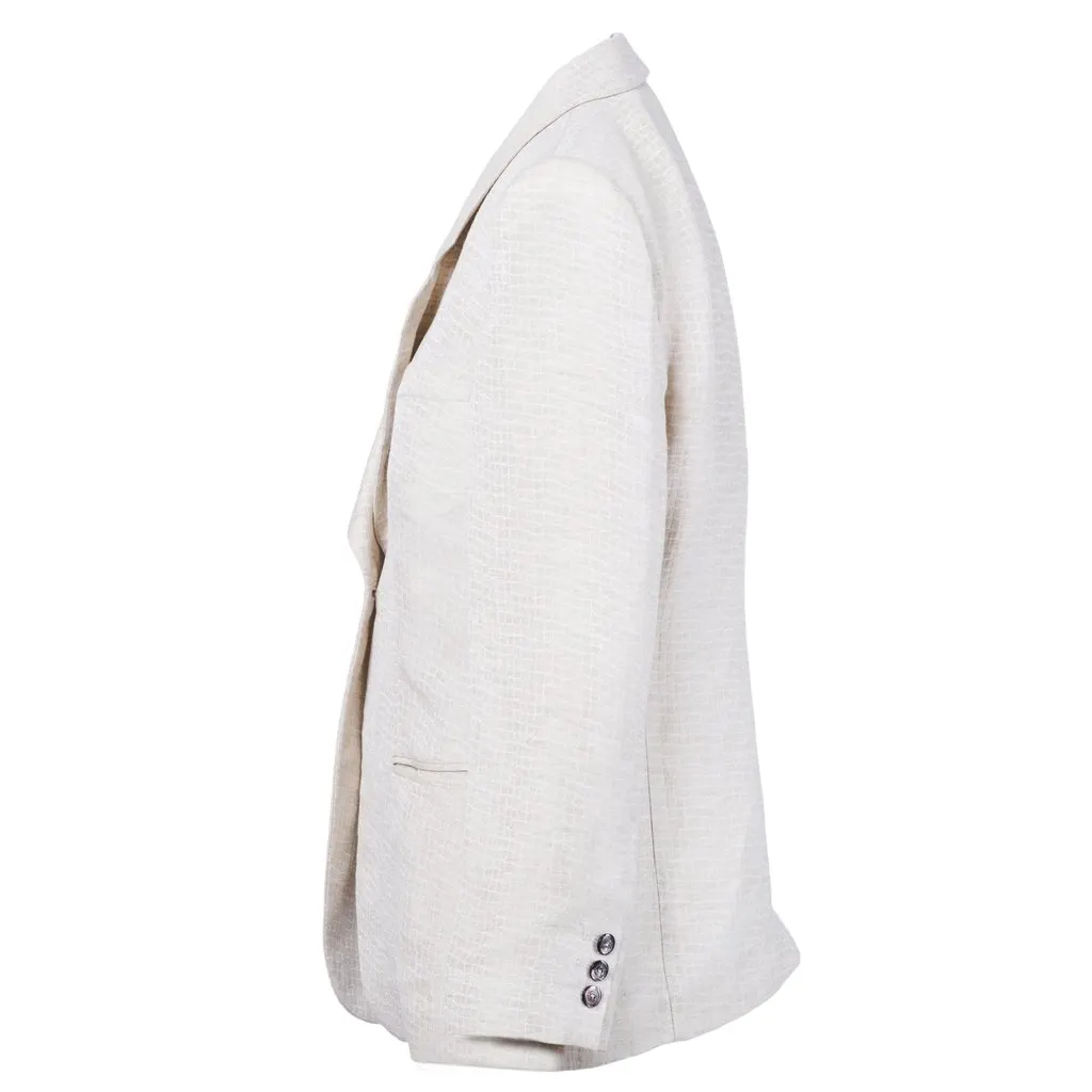 Giorgio Armani Beige Textured Blazer - '00s Beige Good - Back View
