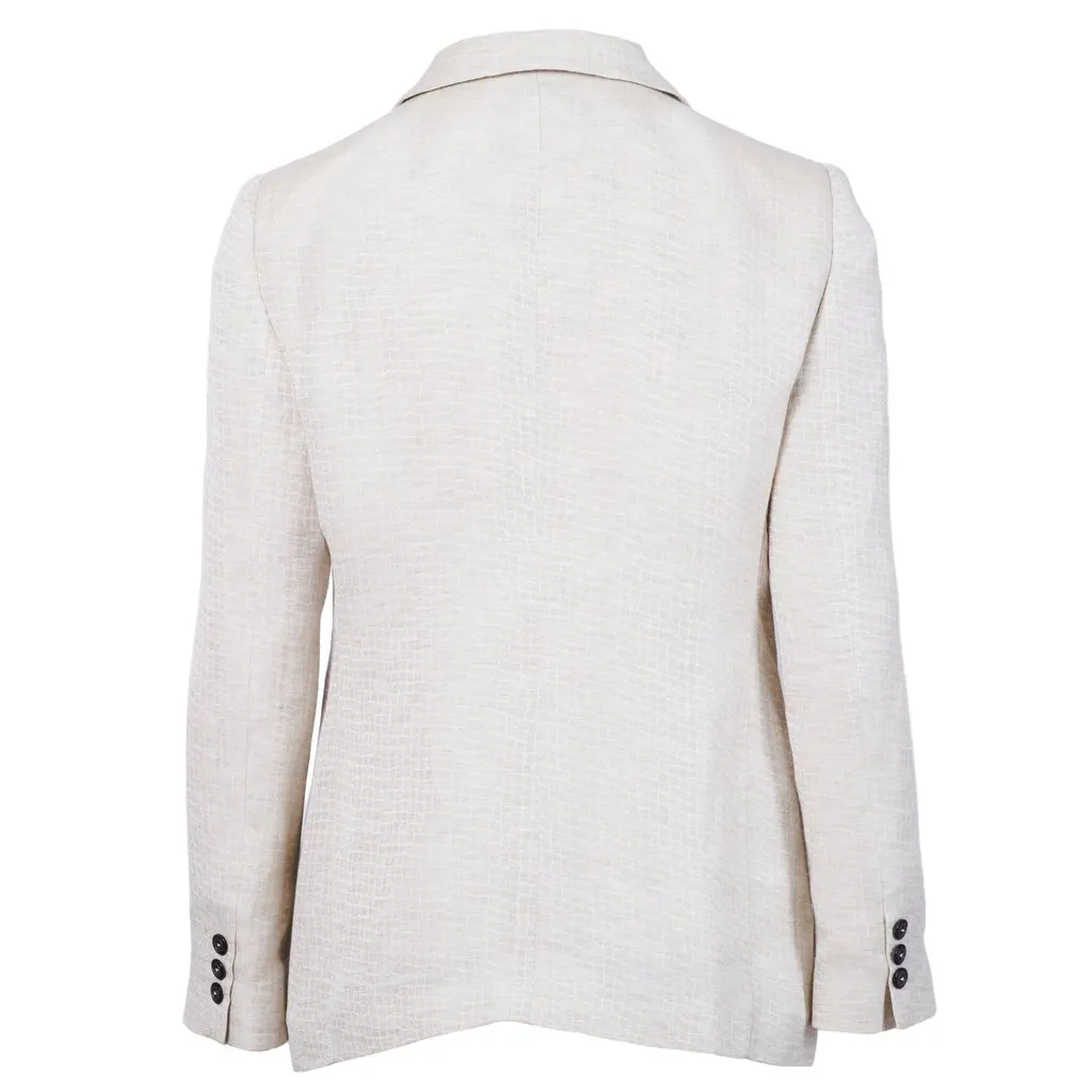 Giorgio Armani Beige Textured Blazer - '00s Beige Good - Inside View