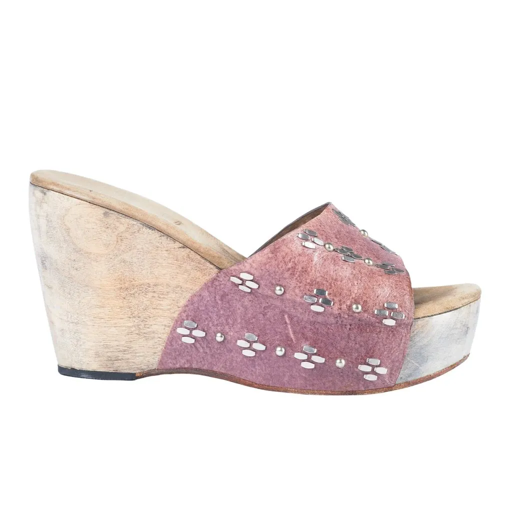 Unsigned Calleen Cordero Luna Flora Wedge - '10s Pink Leather Good - Front View