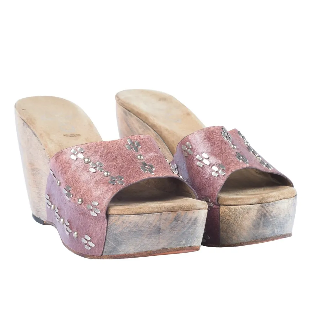 Unsigned Calleen Cordero Luna Flora Wedge - '10s Pink Leather Good - Back View