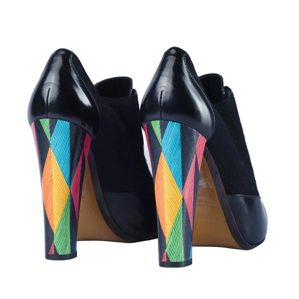 Fendi Black Leather Multicolor Pumps -'20s Black Leather Good - Inside View