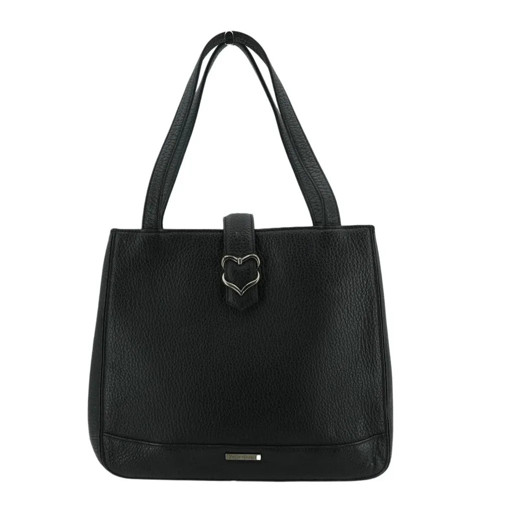 Yves Saint Laurent Tote Bag Vintage Heart Tote Black Leather Good - Front View