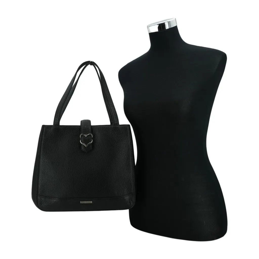 Yves Saint Laurent Tote Bag Vintage Heart Tote Black Leather Good - Back View