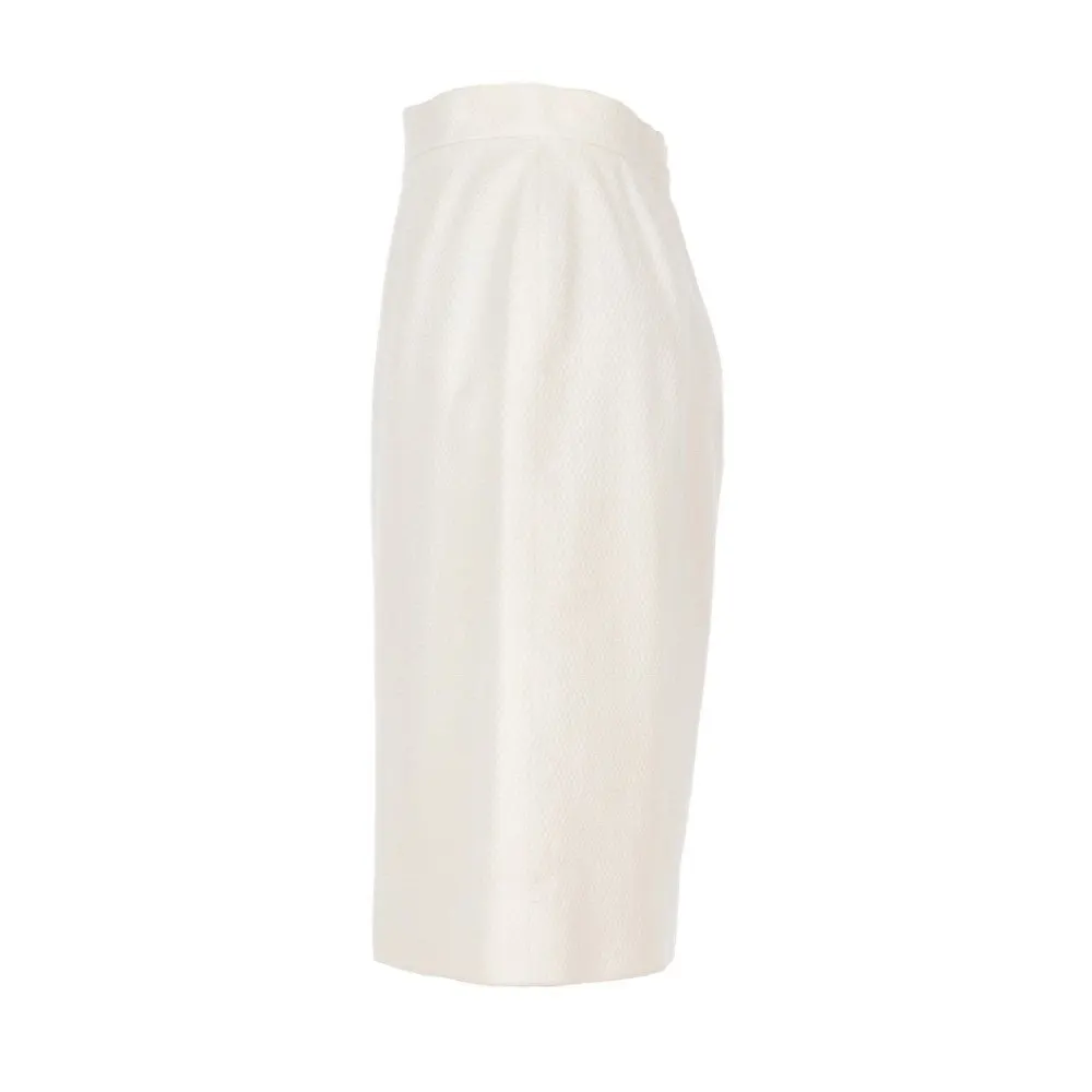 Chanel White Cotton Brocade Skirt - '90s White Cotton Good - Inside View