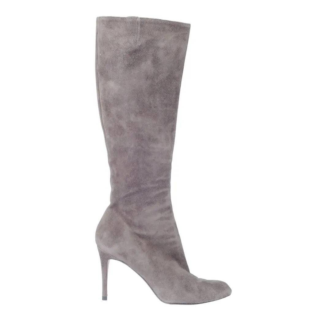 Christian Louboutin Knee-High Boots - '10s Brown Suede Good - Front View