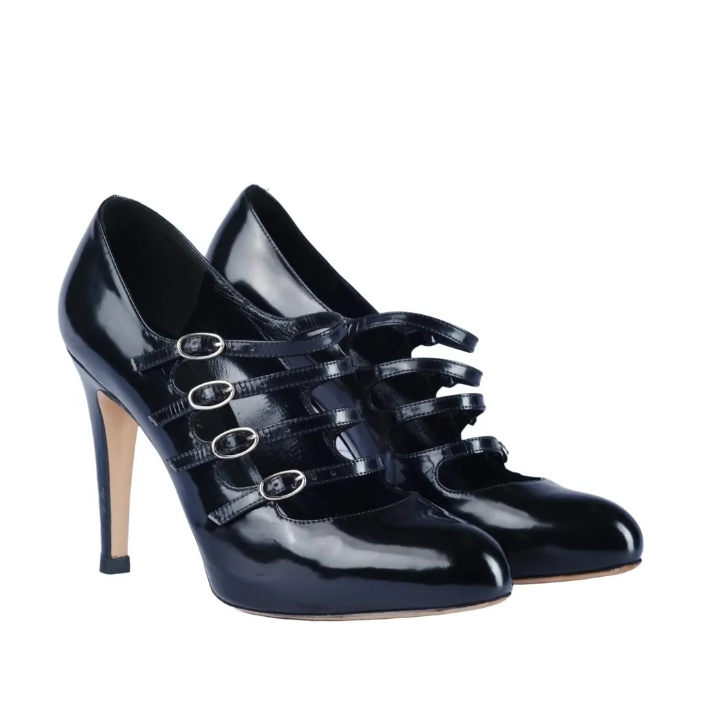 Gianvito Rossi Black Patent Leather Pumps - '10s Black Leather Good - Back View