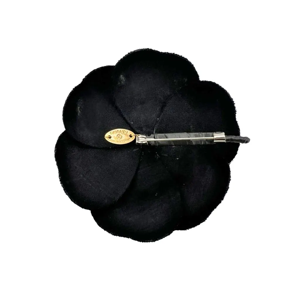 Chanel Brooch Camel Satin Good - Back View