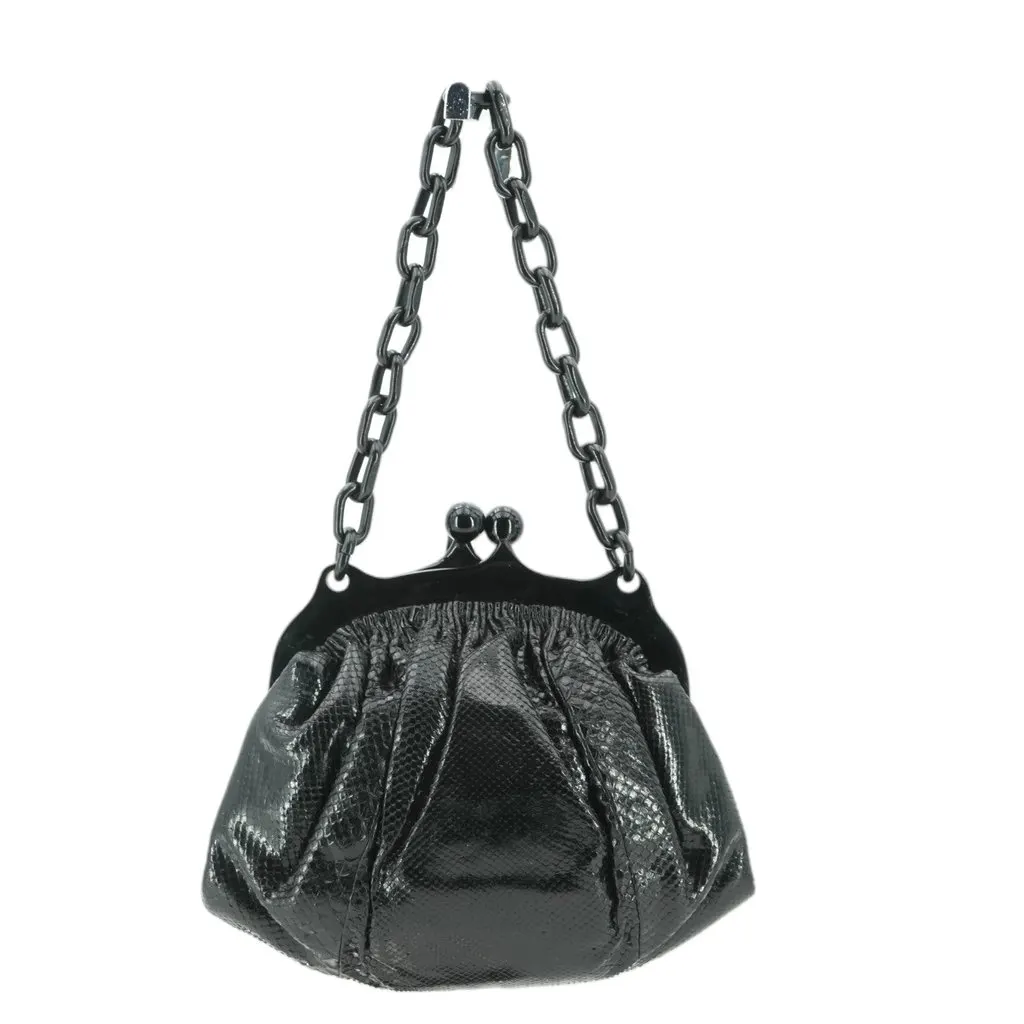 Fendi Handbag Vintage Evening Bag Black Leather Good - Inside View