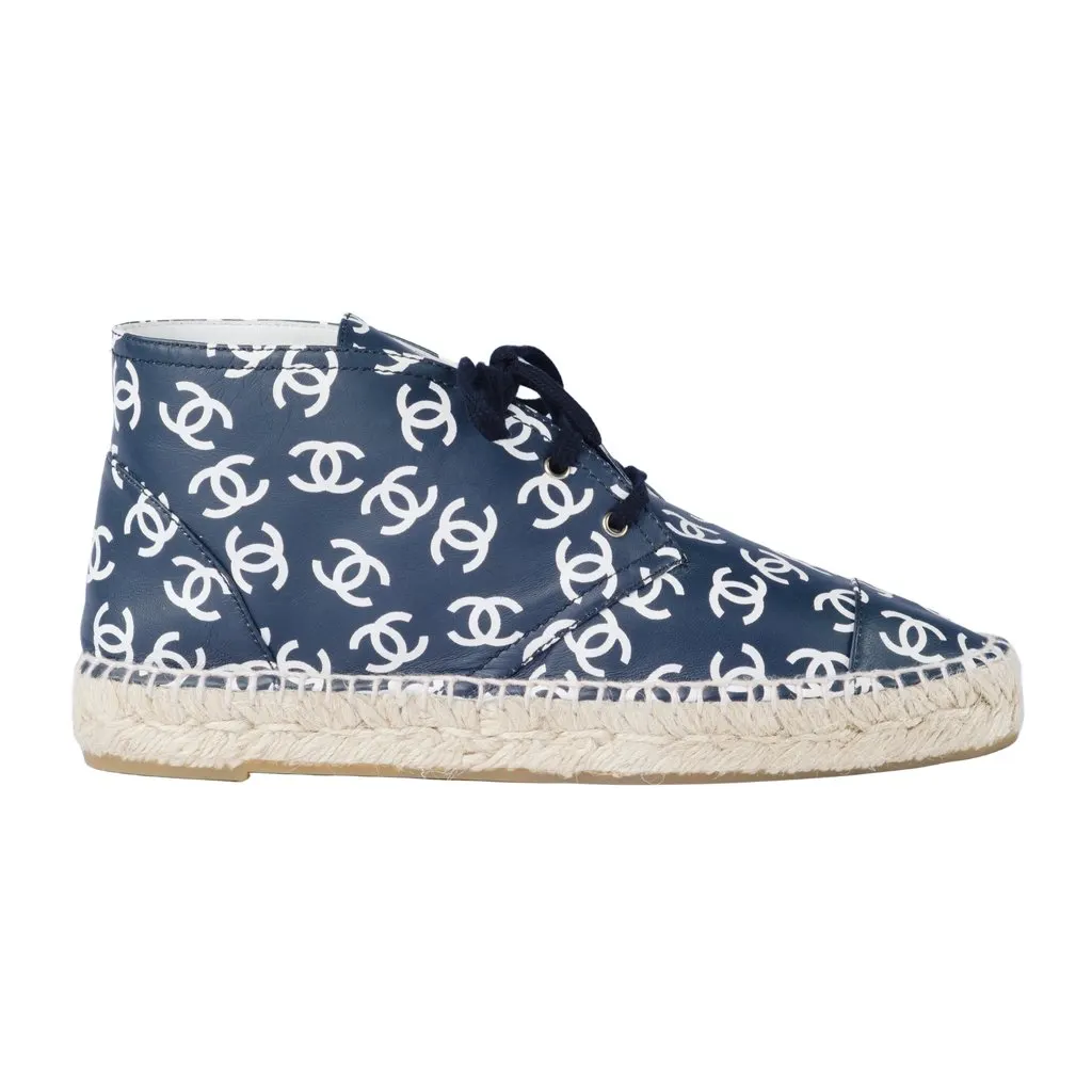 Chanel High Top CC Logo Espadrilles - '10s White Good - Front View