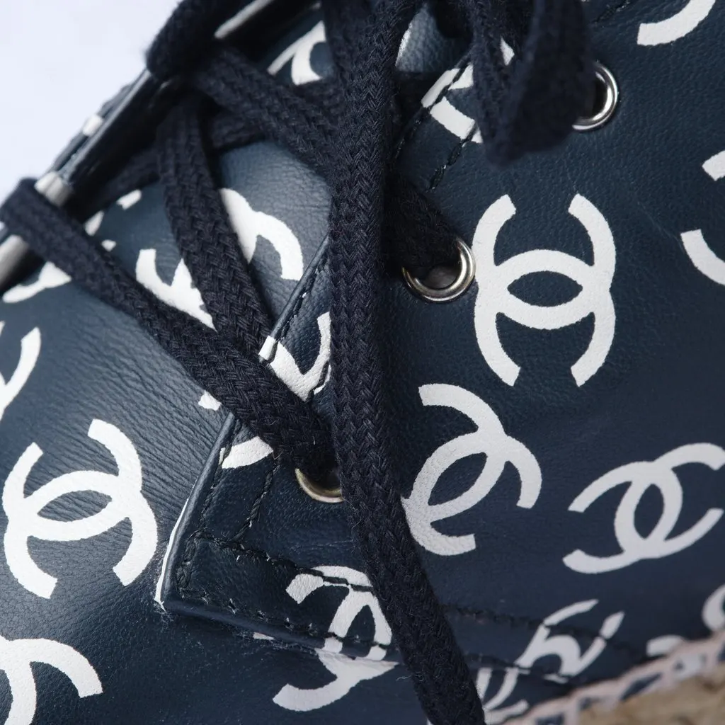 Chanel High Top CC Logo Espadrilles - '10s White Good - Model View