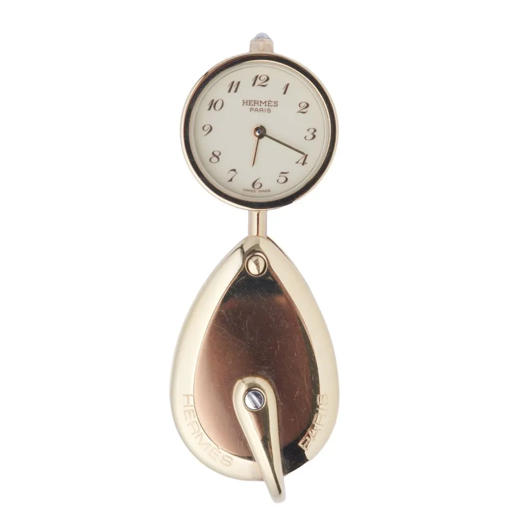 Hermès Secret Watch Pendant Necklace - '80s White Lace Good - Front View