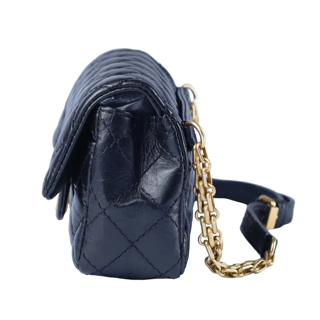 Chanel Black Quilted Leather Reissue 2.55 Belt Bag - '10s Black Leather Good - Back View