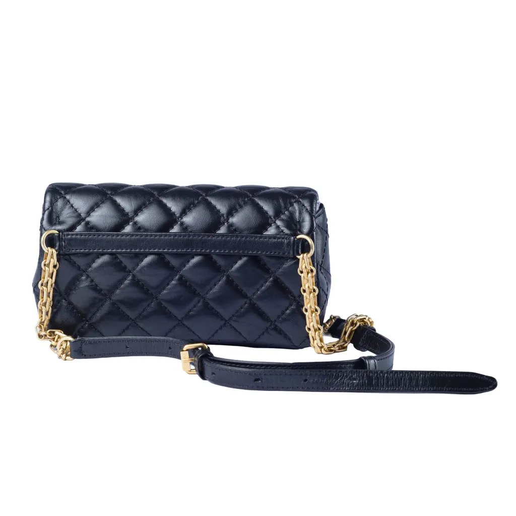 Chanel Black Quilted Leather Reissue 2.55 Belt Bag - '10s Black Leather Good - Inside View