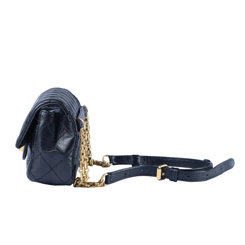Chanel Black Quilted Leather Reissue 2.55 Belt Bag - '10s Black Leather Good - Box View