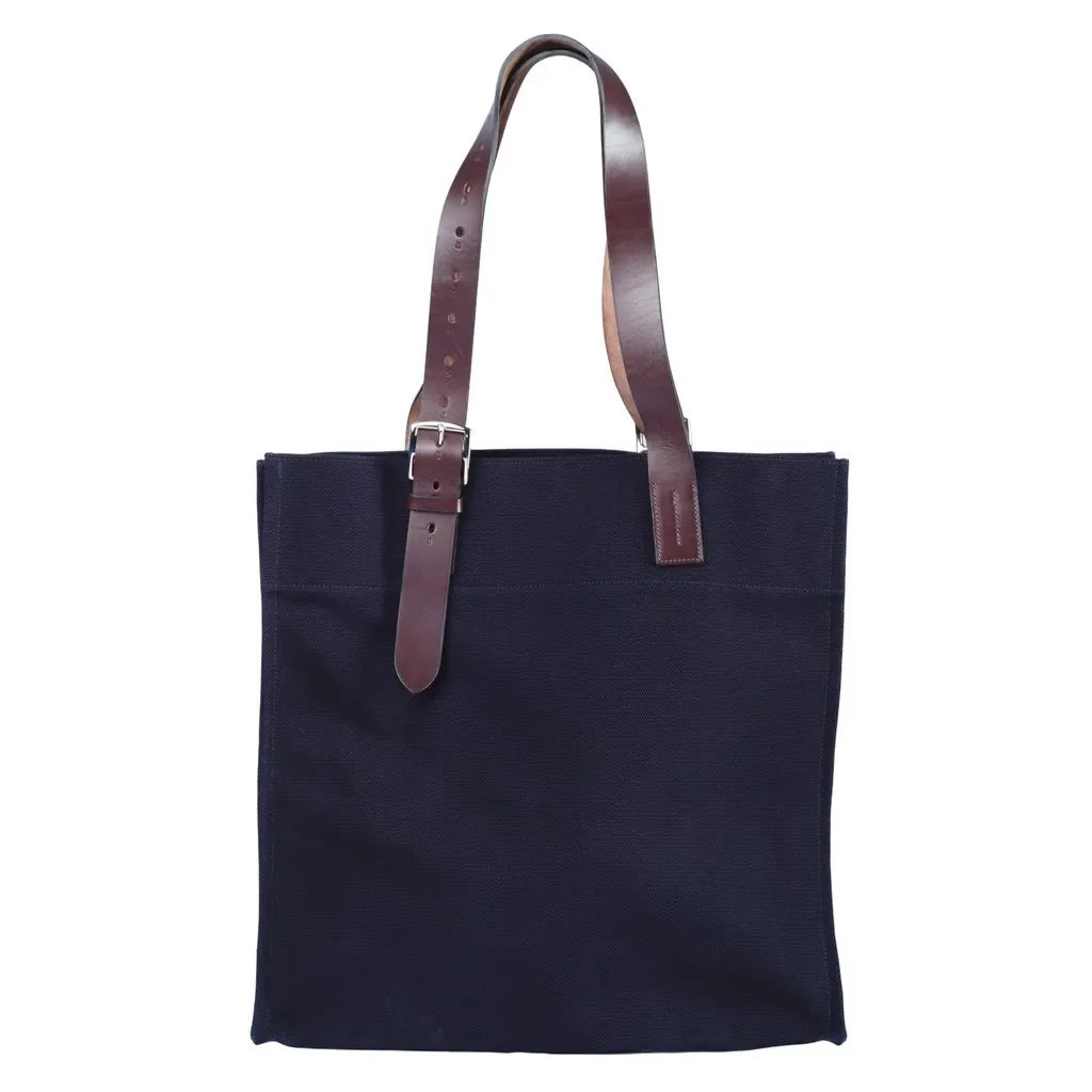 Hermès Toile Etrivière Shopping Tote - '10s Blue Canvas Good - Front View