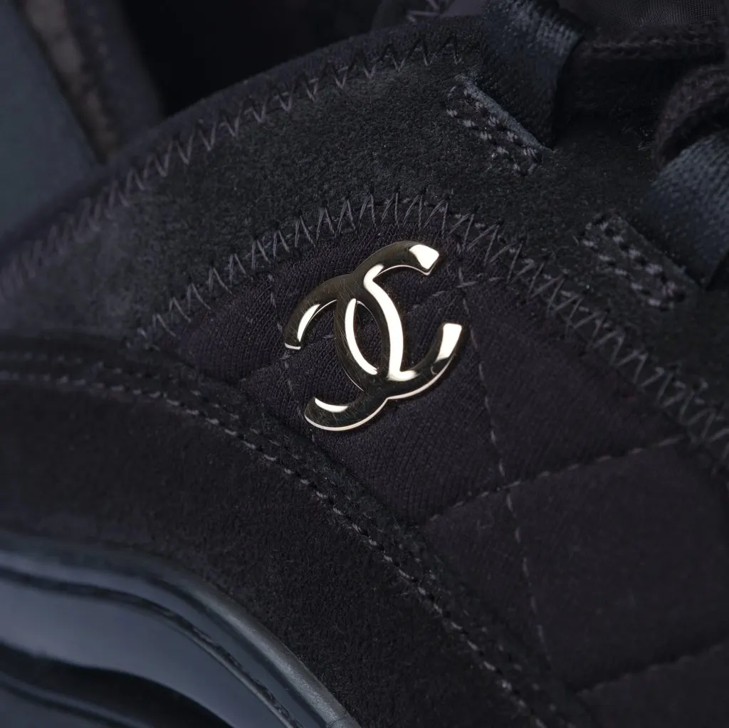 Chanel Interlocking CC Logo Sneakers - '10s Black Suede Good - Box View