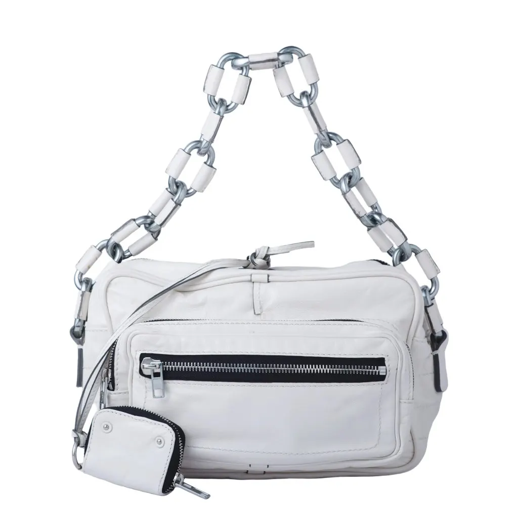 Chloé by Phoebe Philo White Leather Betty Chain Shoulder Bag- '00s White Leather Good - Front View