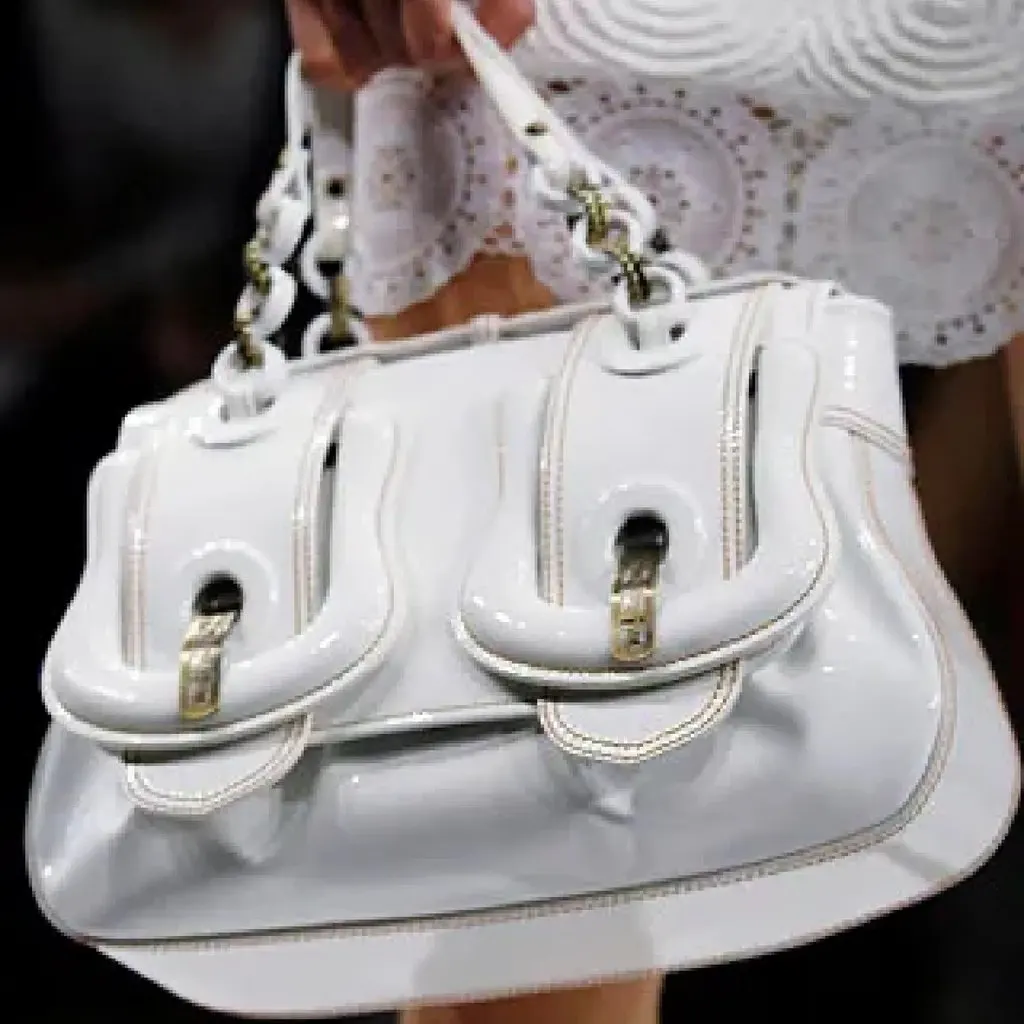 Fendi Buckle Shoulder Bag - '00s White Leather Good - Back View