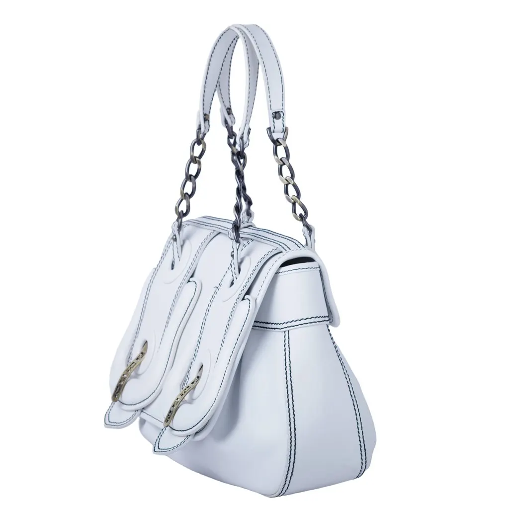 Fendi Buckle Shoulder Bag - '00s White Leather Good - Inside View