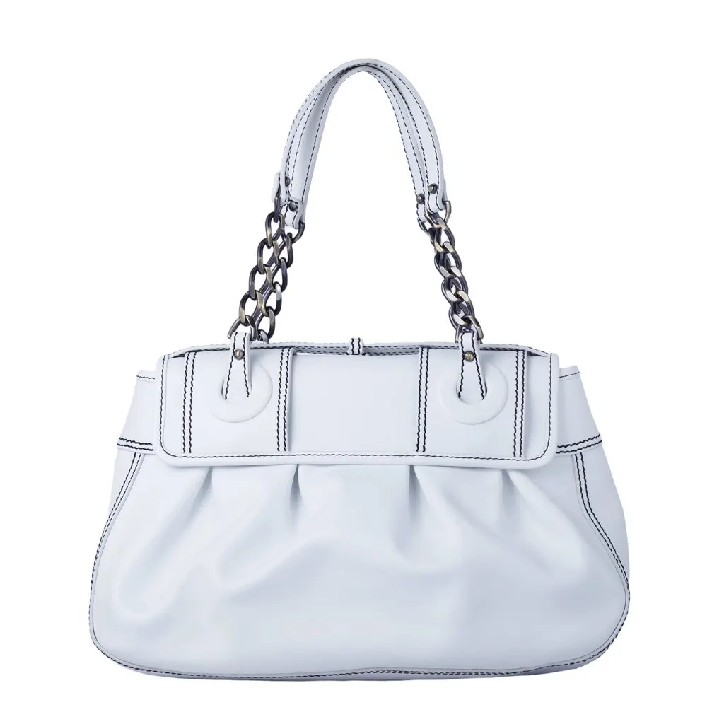Fendi Buckle Shoulder Bag - '00s White Leather Good - Model View