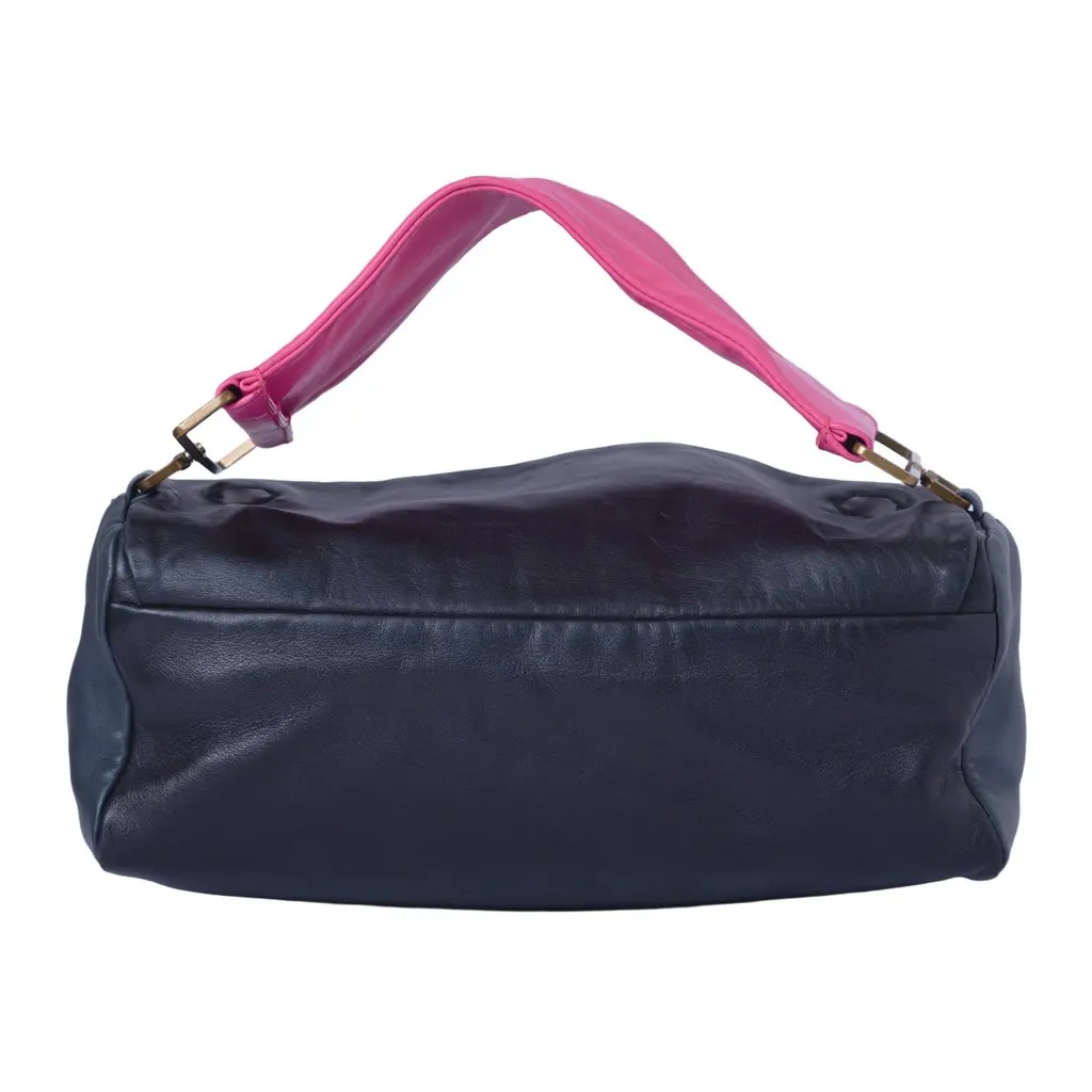 Prada Black Pink Nappa Leather Shoulder Bag -'00s Black Leather Good - Inside View