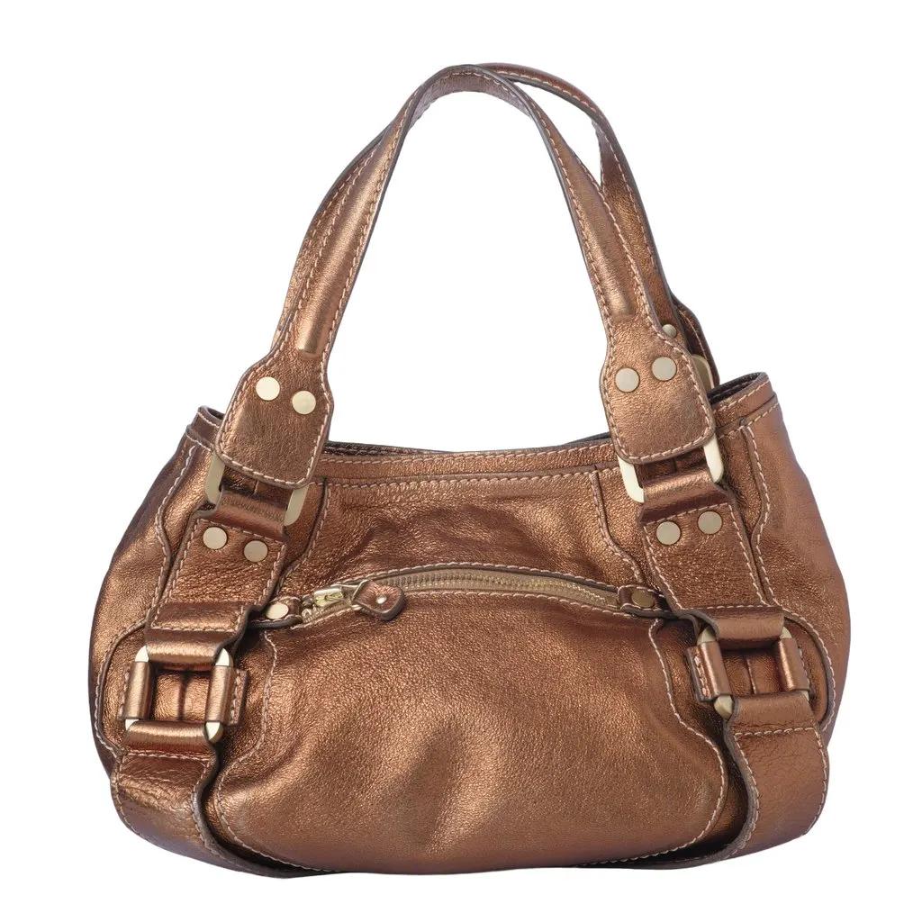 Jimmy Choo Metallic Brown Leather Mahala Bag -'10s Brown Leather Good - Inside View