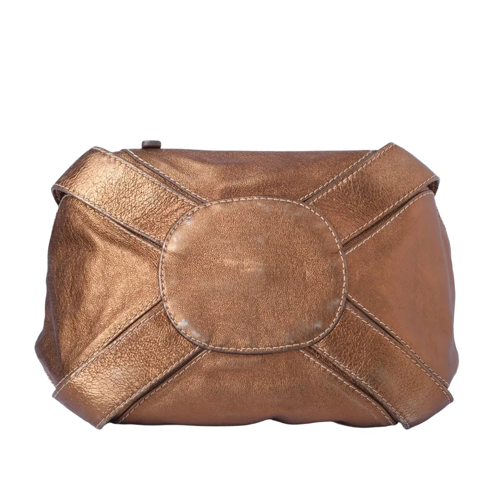 Jimmy Choo Metallic Brown Leather Mahala Bag -'10s Brown Leather Good - Model View