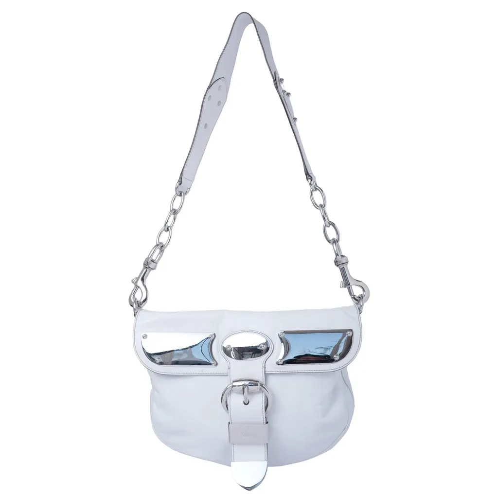 Gucci Romy Messenger Bag Leather -'10s White Leather Good - Front View