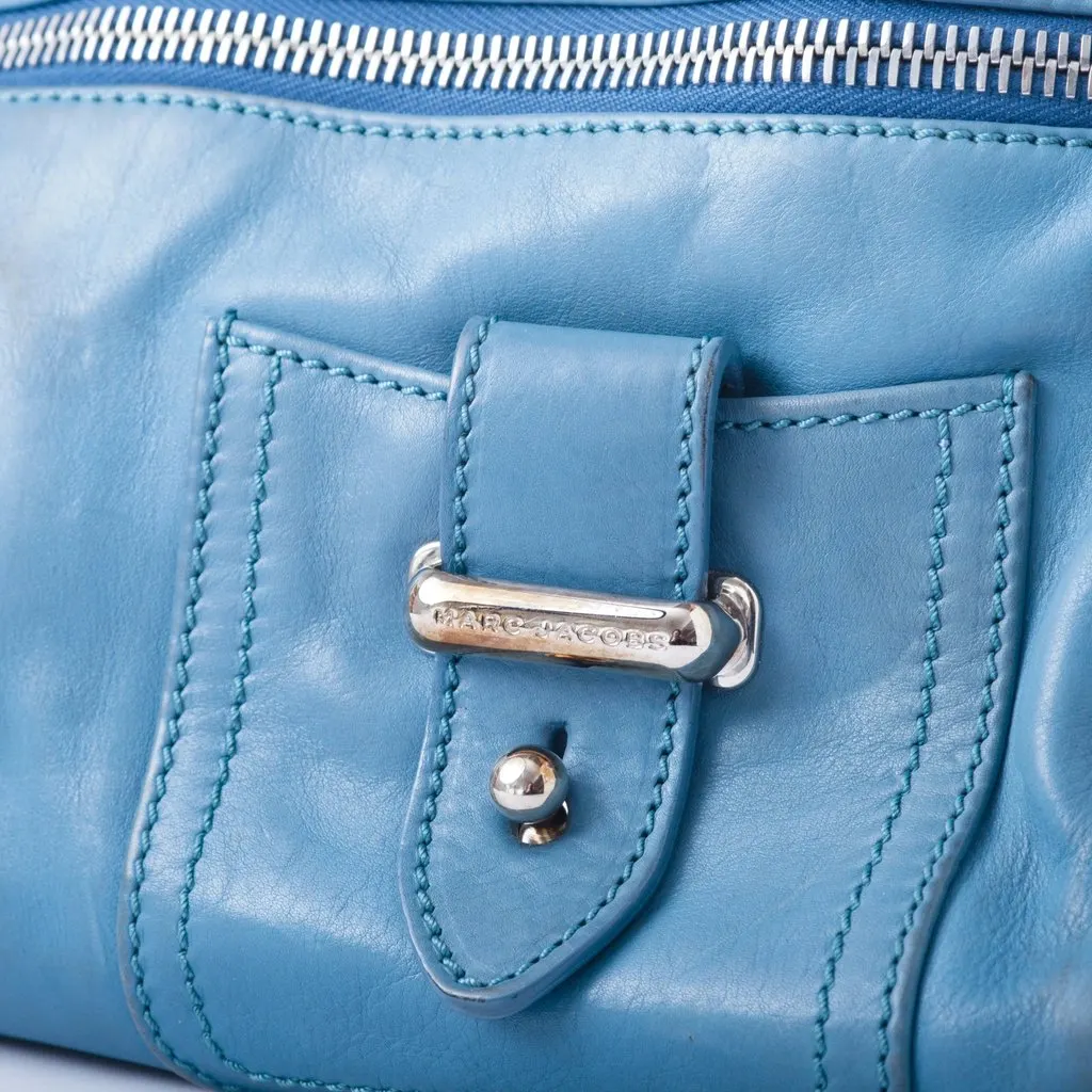 Marc Jacobs Leather Double Buckle Pocket Boston Bag - '00s Blue Leather Good - Box View