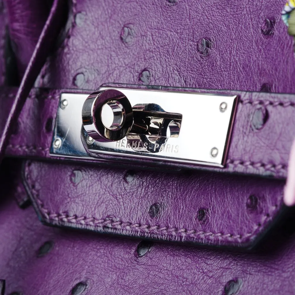 Hermès Violet Ostrich Birkin 30 - '10s White Leather Good - Box View