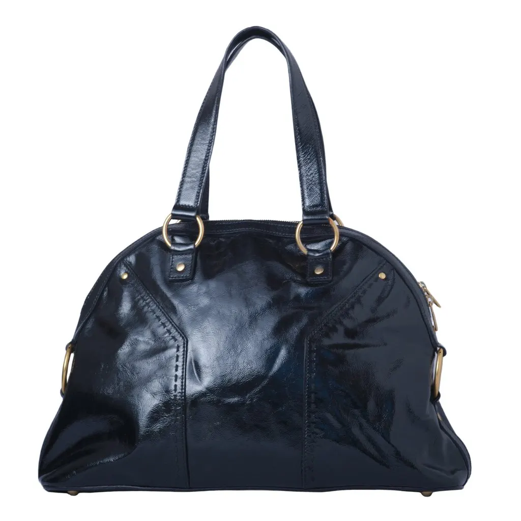 Saint Laurent Black Patent Leather Muse Bag -'00s Black Leather Good - Inside View