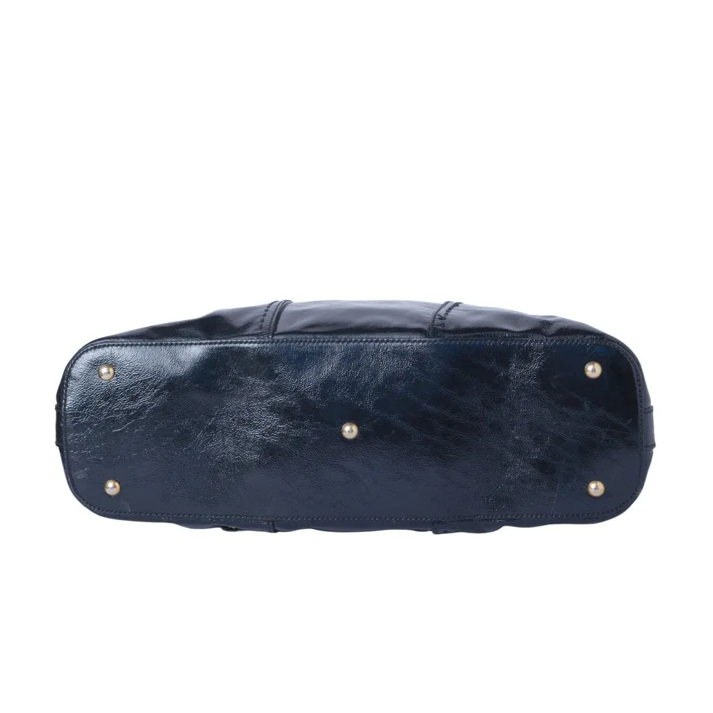 Saint Laurent Black Patent Leather Muse Bag -'00s Black Leather Good - Model View
